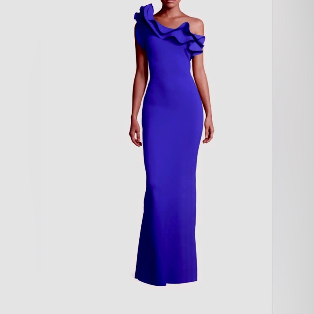 Chiara Boni 38 Purple/Blue Elisir Ruffle Gown